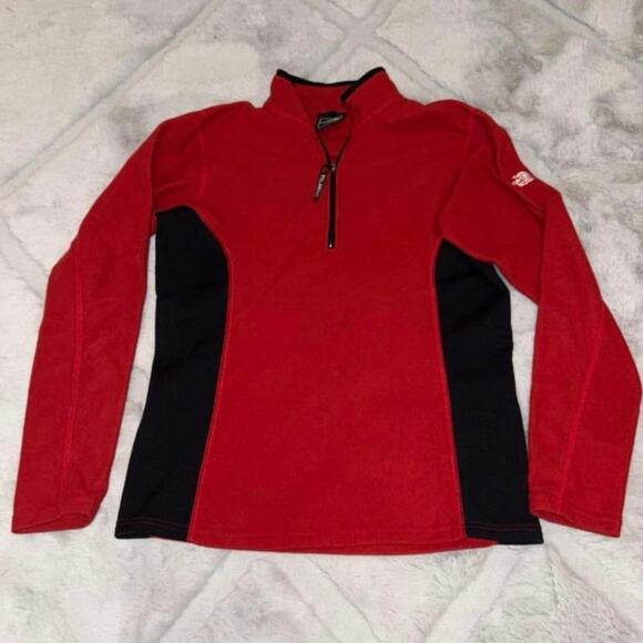 The North Face Women's Polartec Half Zip Fleece Pullover-Red/Black - Picture 6 of 14